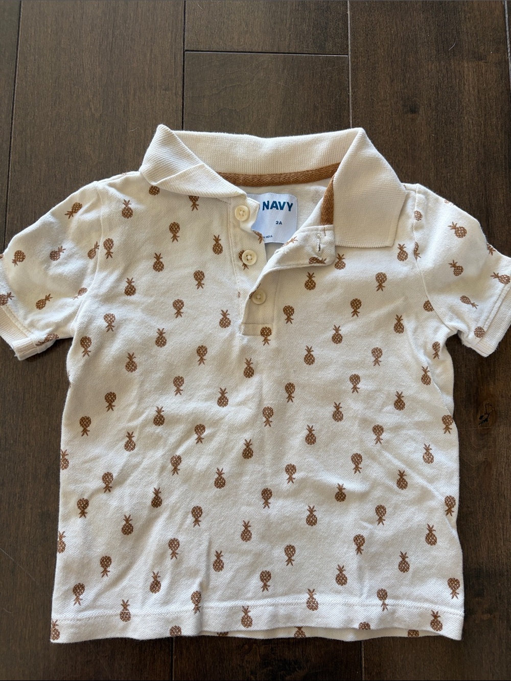 Old Navy Cream Polo with Brown Pineapple Print - Kids